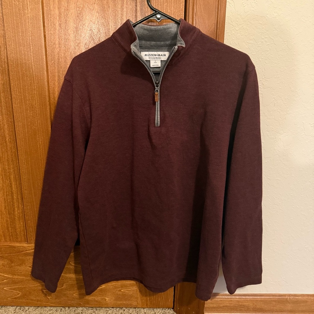 Mizzen+Main Trim Fit Fairway Golf Pullover Preppy Performance Stretch L